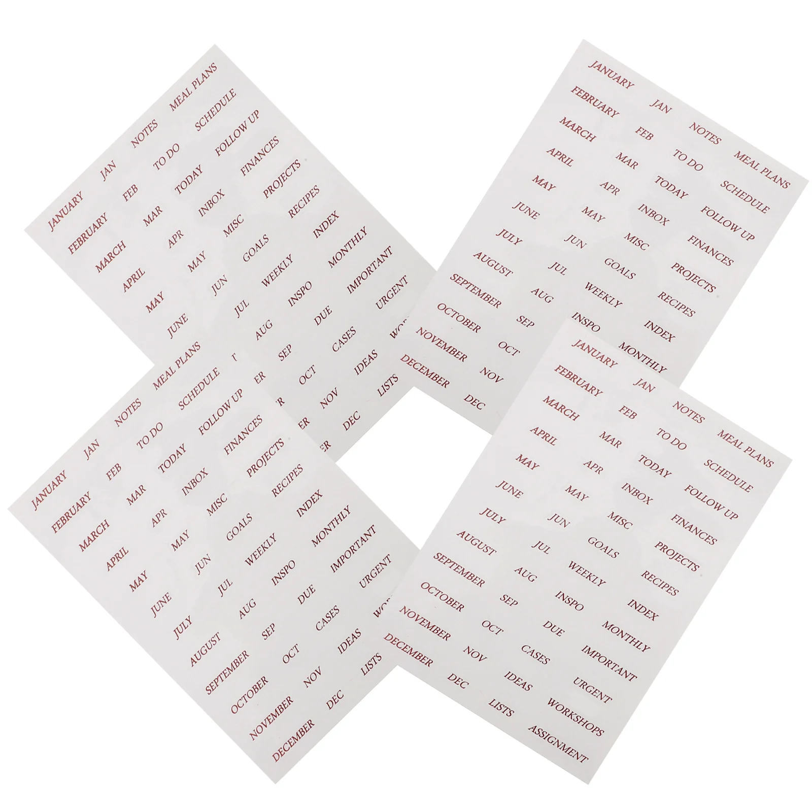 

4 Sheets PVC Gilding Scrapbook Stickers DIY English Monthly Phrases for Diary Photo Album Cards Decoration Scrapbook Stickers