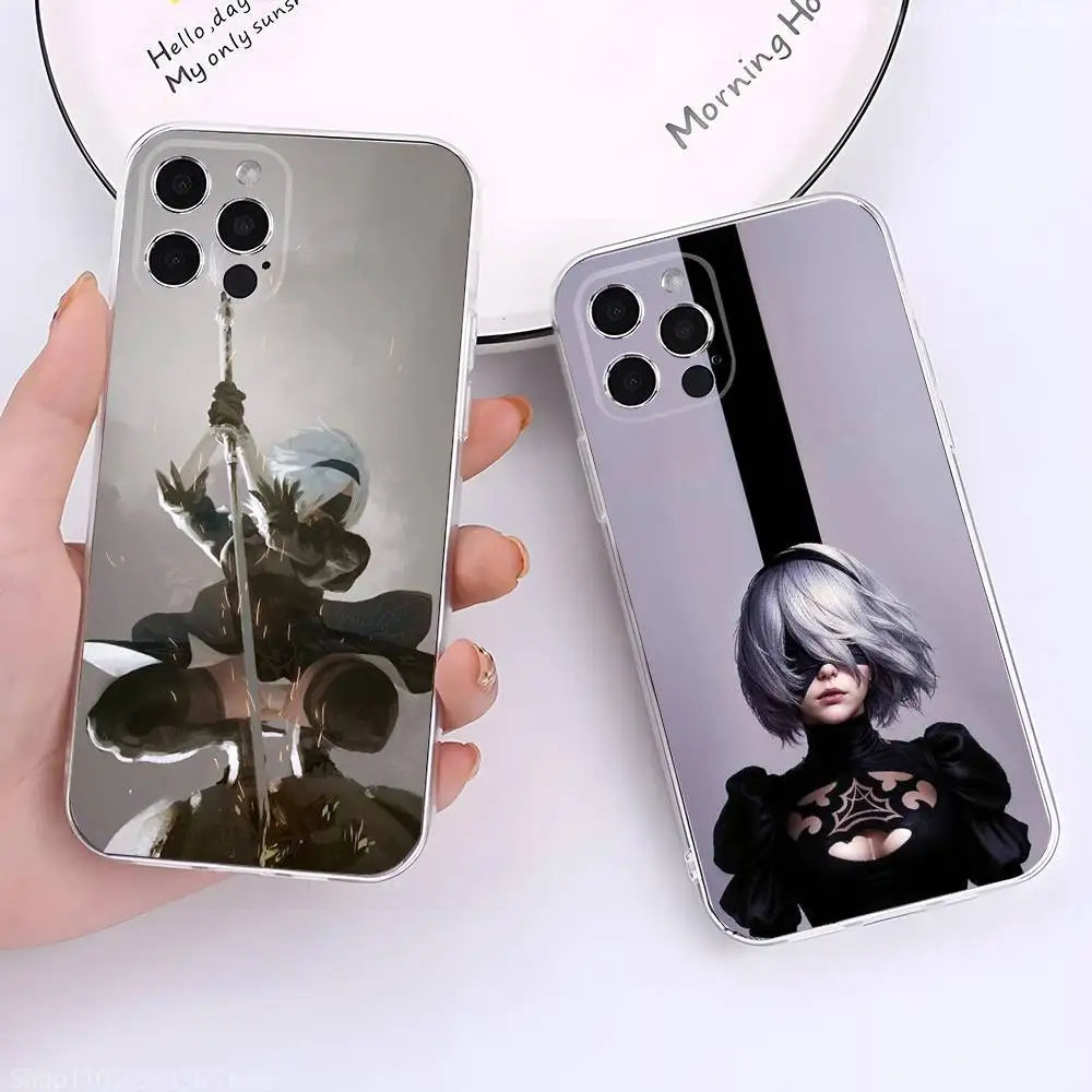 

N-NieR A-Automata 2B Phone Case For iPhone 17,16,15,14,13,12,11 Pro,Max,Plus,X,XS,XR,SE4,E Mini Transparent Soft Cover
