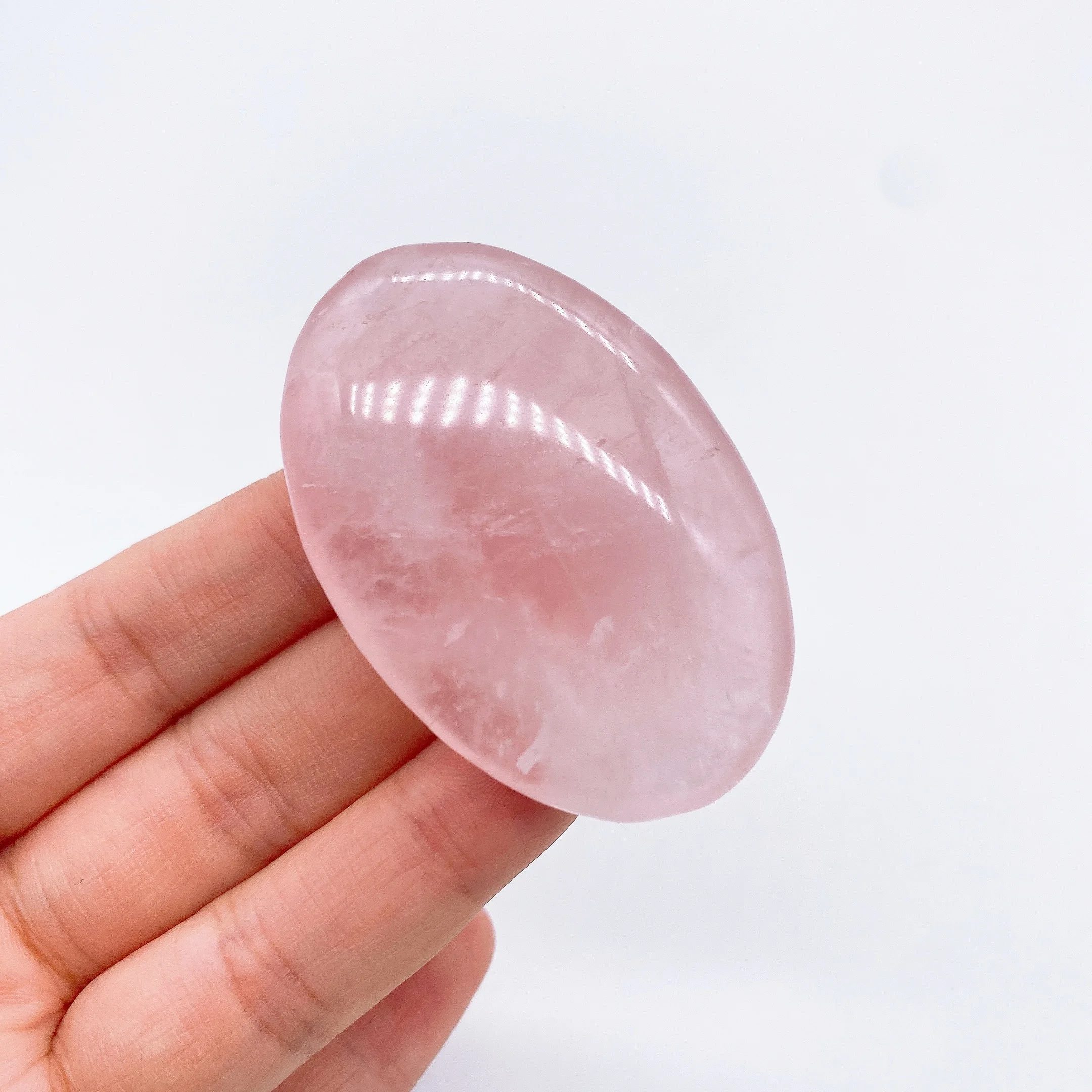 55*35MM Natural Crystal Pocket Palm Stone Rose Quartz Reiki Healing Energy Gem A Gift Crafted With Care