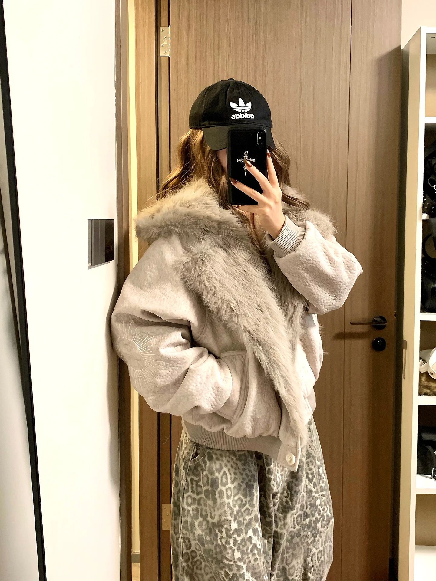 

Женское зимнее хлопковое пальто Milione в американском стиле ретро, свободное хлопковое пальто с меховым воротником, прямая трубка