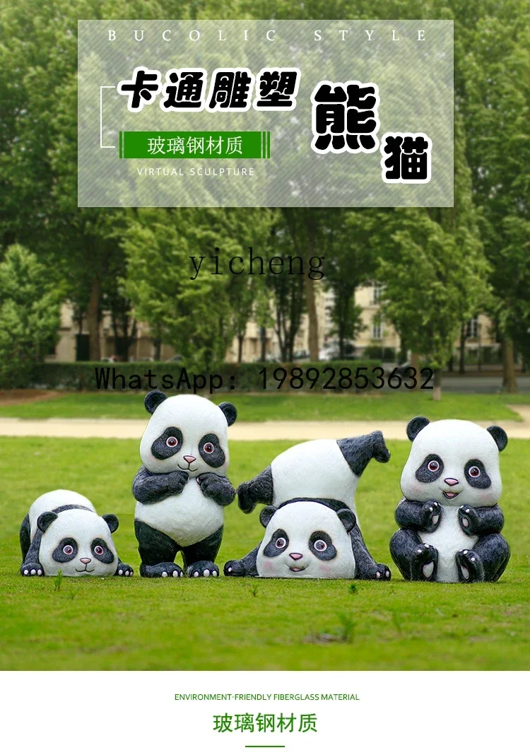 X7 Outdoor Simulation Panda Sculpture Frp Park Sales Department Decoration Landscape Furnishing Articles