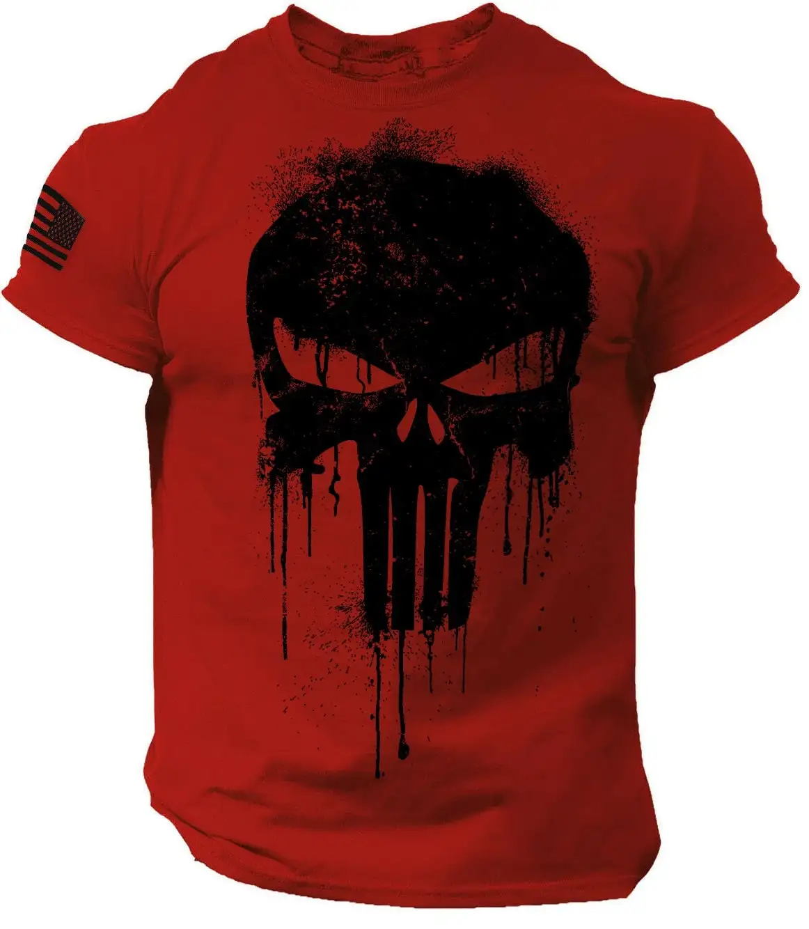Men's T Shirt for Men 3D Print Military Patriotic Skull Dropped T Shirt Oversized Short-Sleeved Sportswear Men Clothing Top Tees image 3