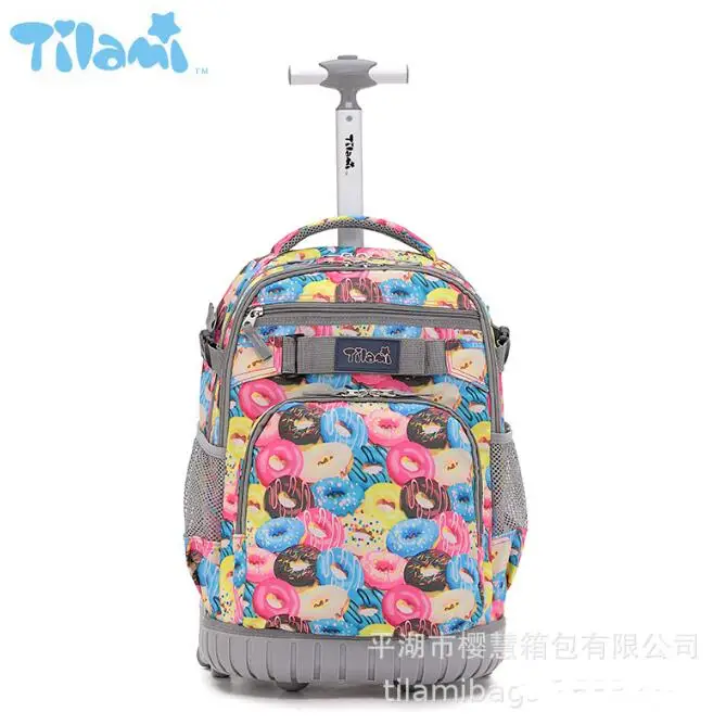 18 inch School Rolling backpack Wheeled backpack for girls kids School backpack wheels Travel Trolley backpacks bag teenagers