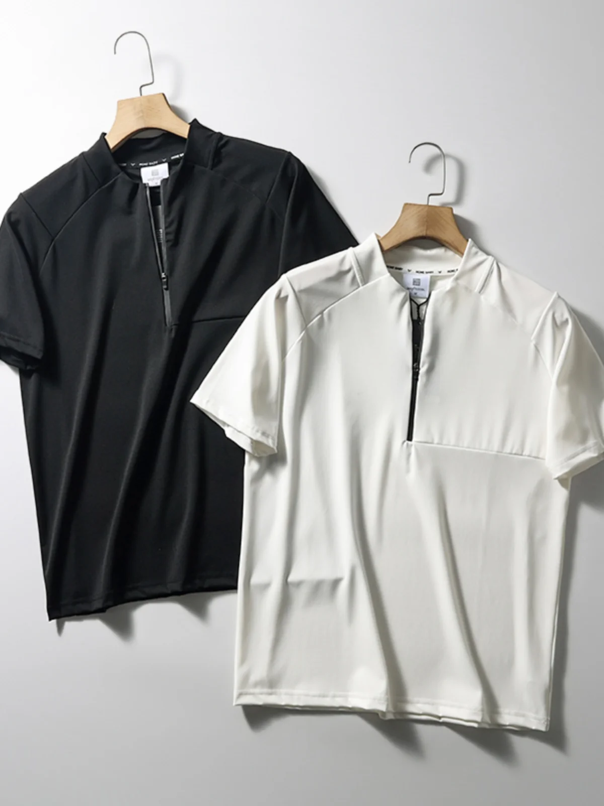 

Functional Sle 3D Tailored Men's ort Sve T-irt Qui Dry Breathable Stand Collar Outdoor Summer Sportswear