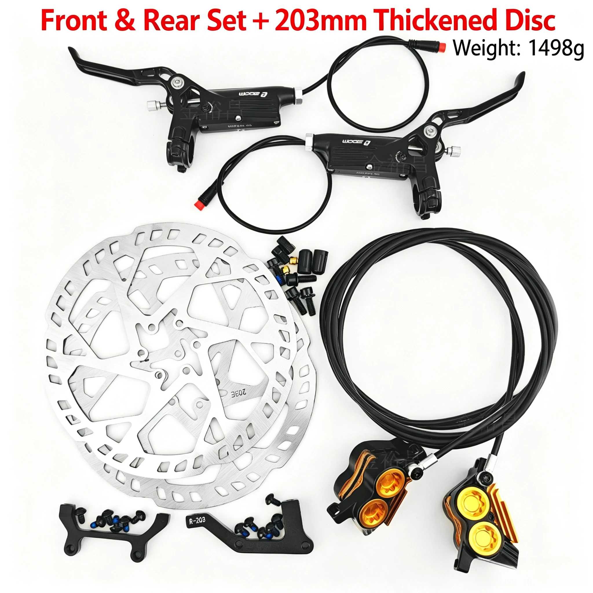 ZOOM HB-950E 4 Piston Hydraulic Disc Brake With Power Cut-off Sensor Golden Cooling Fins Front 1000mm Rear 1850mm for E-Bike image 3