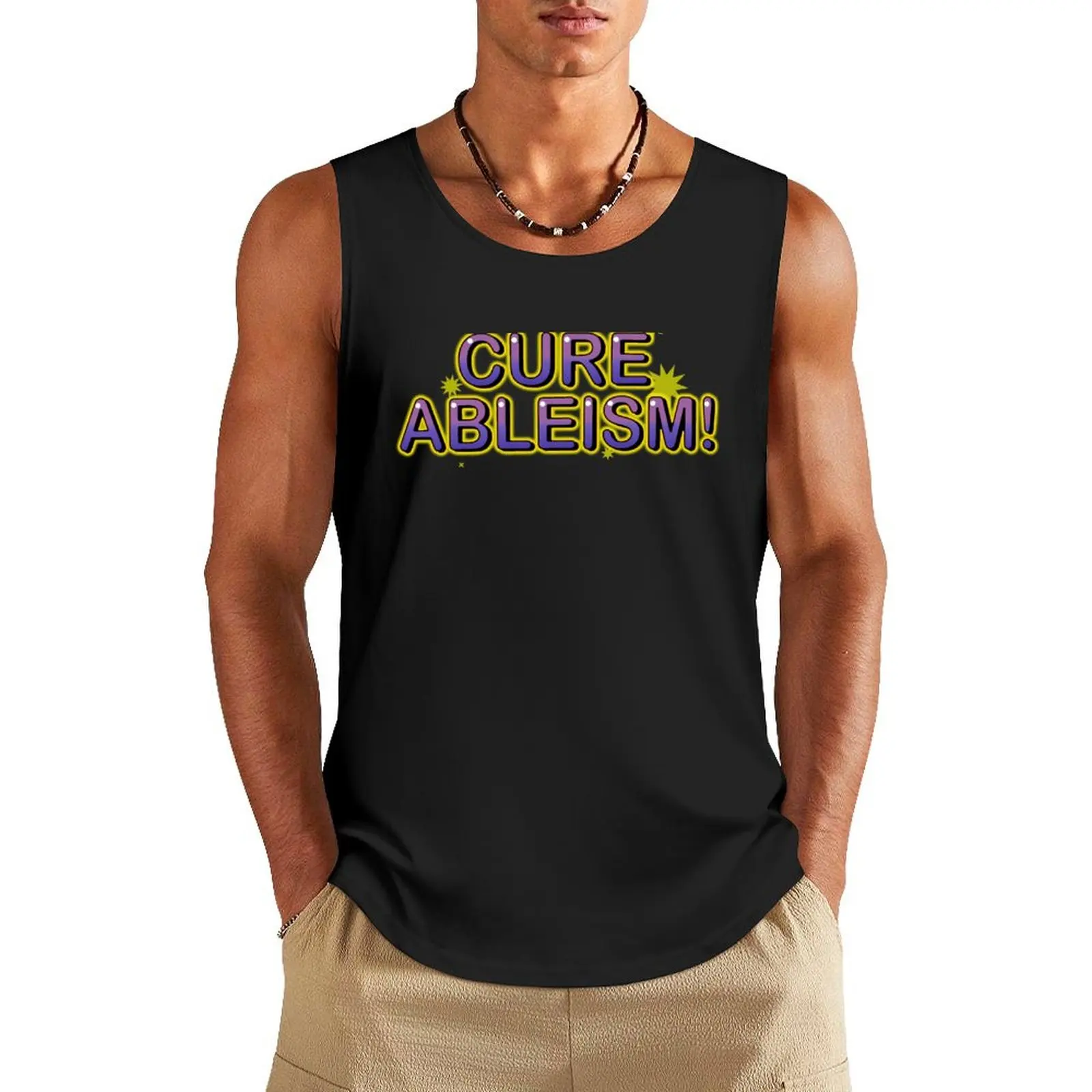 Cure Ableism! Tank Top gym wear men sports clothes for men