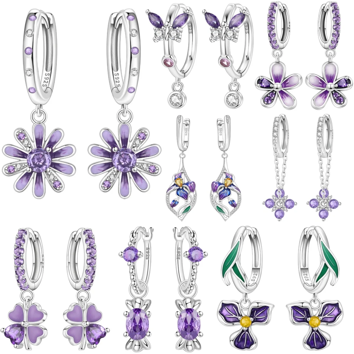 

Orstarry стерлингового серебра 925 пробы, фиолетовые серьги-капли с цветком ромашки, женские серьги, очаровательные трендовые универсальные вечерние ювелирные изделия, подарки