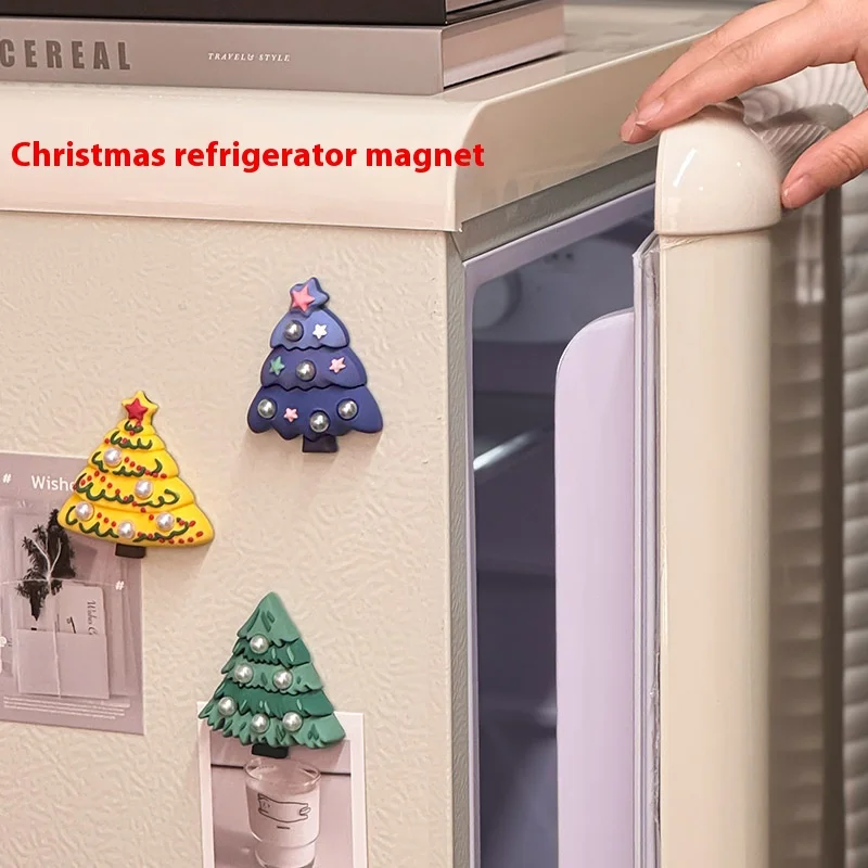 Diy Weihnachten Kühlschrank Magnet Dekorative Baum Starke Saug Weiche Magnetische Heiligabend 3D Stereoskopische Magnetische Cartoon Aufkleber