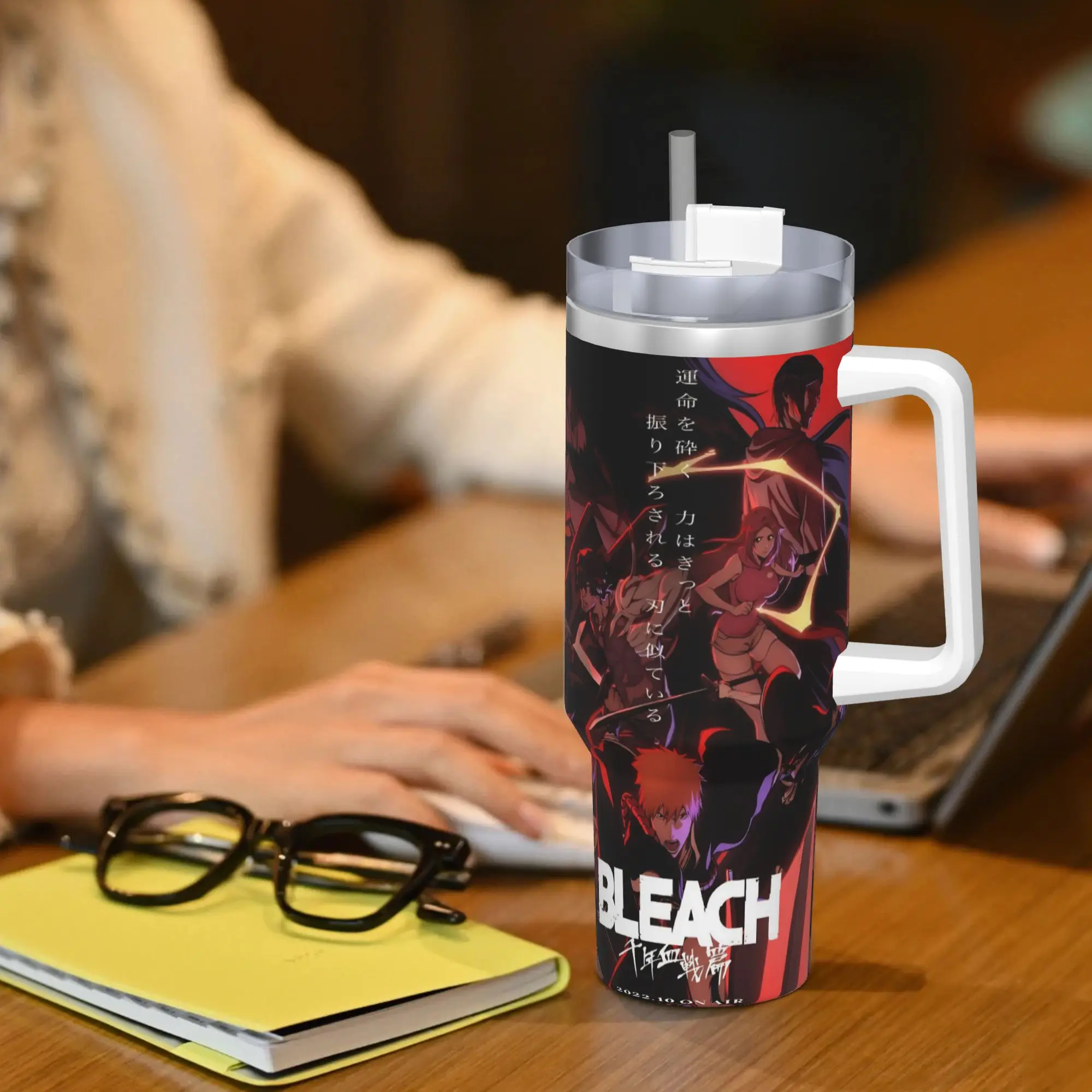 بليتش أنيمي برمجة بهلوان المشروبات الساخنة زجاجة ماء مانعة للتسرب الفولاذ المقاوم للصدأ كوب حراري الرسم القيادة أكواب السيارة #6