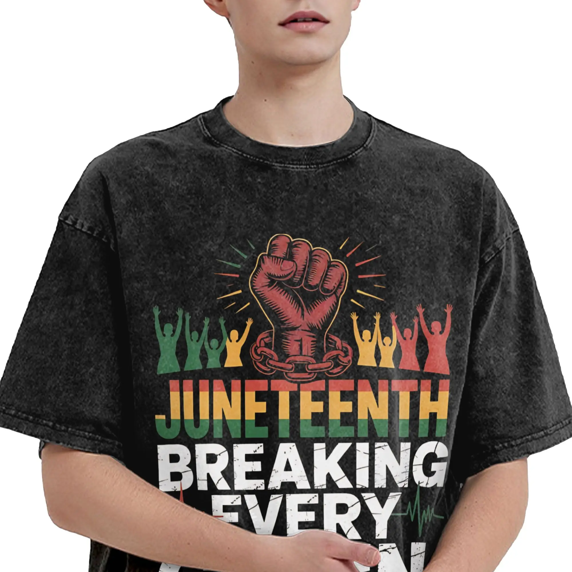 Summer Juneteenth 1865 Rooted In Freedom Washed Shirts Outfit Oversize T-Shirt  Men Women Tee Shirt