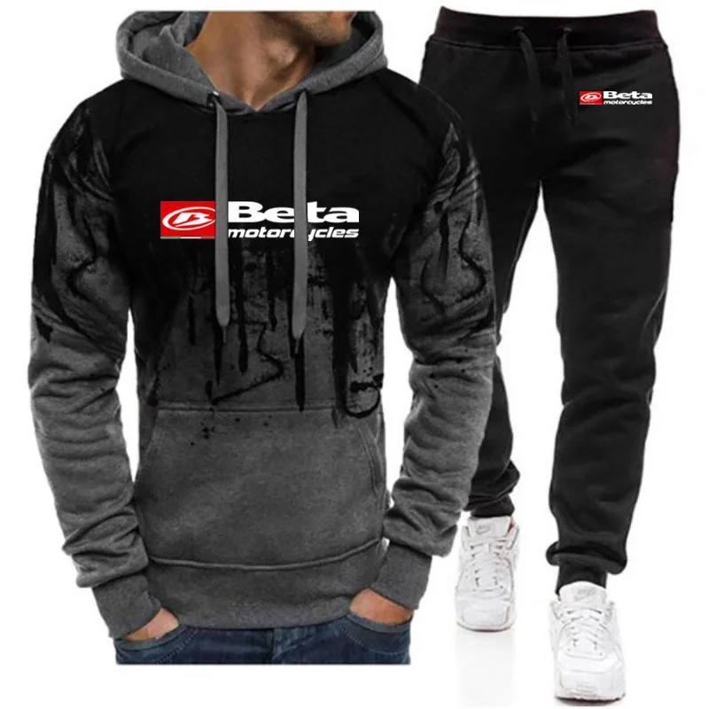 

2024 New Printing Beta Racing Motorcycle Brand Fashion Mens Popular Sportswear Gradient Hoodie Two-Piece Suit