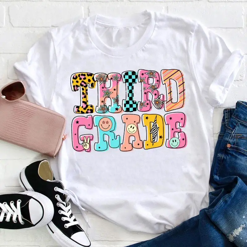 

Third Grade T-Shirt - Back To School Retro Groovy Graphic Tee, Funny Teacher Student Gift for Kids Adults