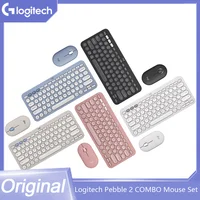 Logitech PEBBLE 2 COMBO teclado inalámbrico ratón Combos Set hogar Oficina ratón silencioso teclado para Windows Pad Android IOS