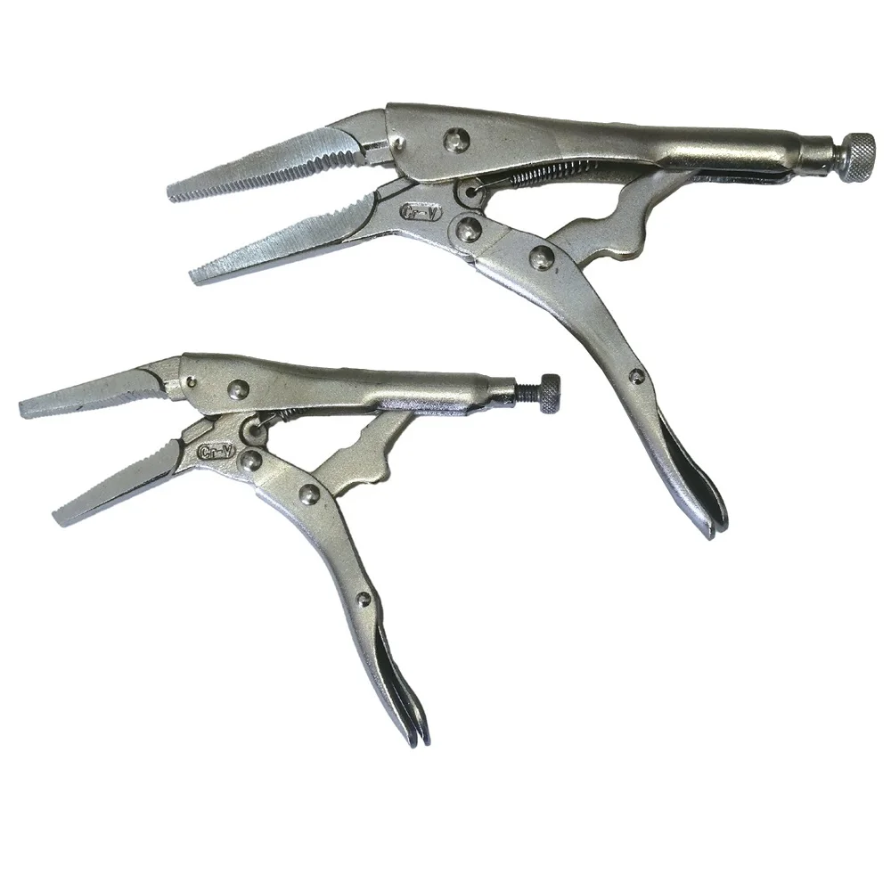 2Pcs CRV Steel High Quality Long Nose Jaw Locking Pliers Welding Clamp Vise Grip 6.5 And 9 Inch Repair Hand Tools