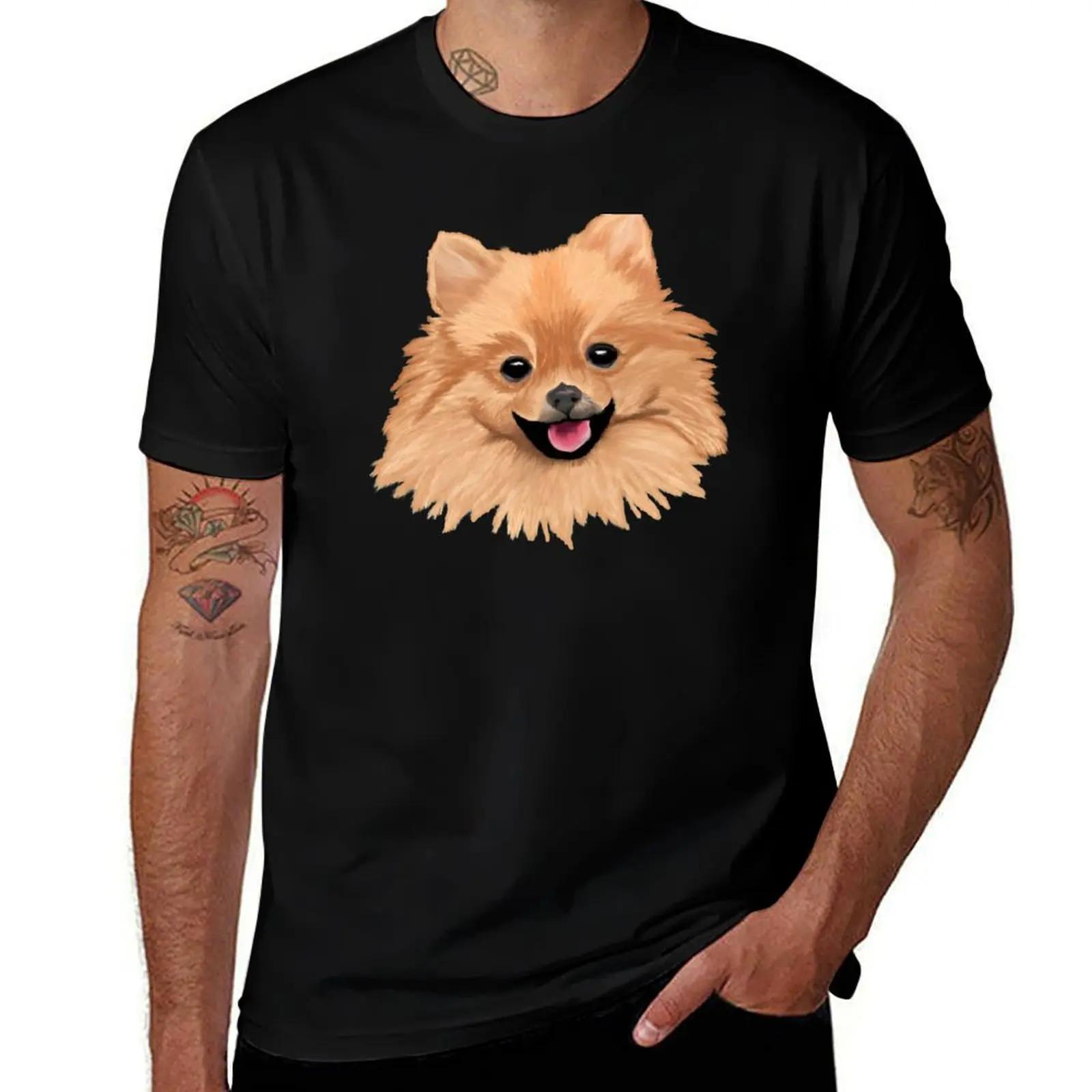 Pomeranian T-Shirt Soft Basic Cotton Short Sleeve Tee T-Shirt