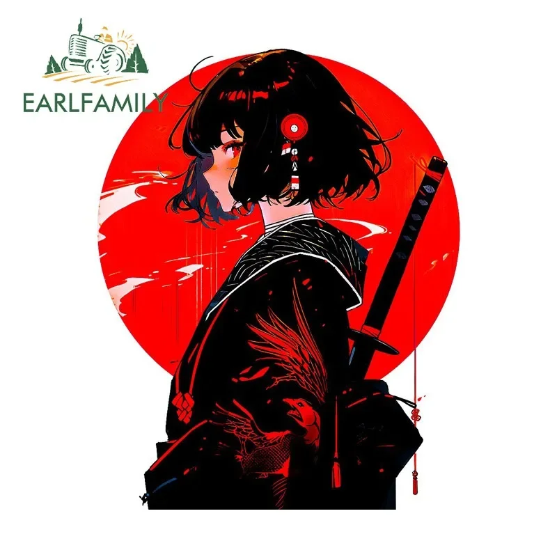 Female Samurai Vinyl Sticker,JDM Car Decal,Artistic Occlusion Design, Waterproof Racing Decor for Bicycle, Flask & Electric Bike