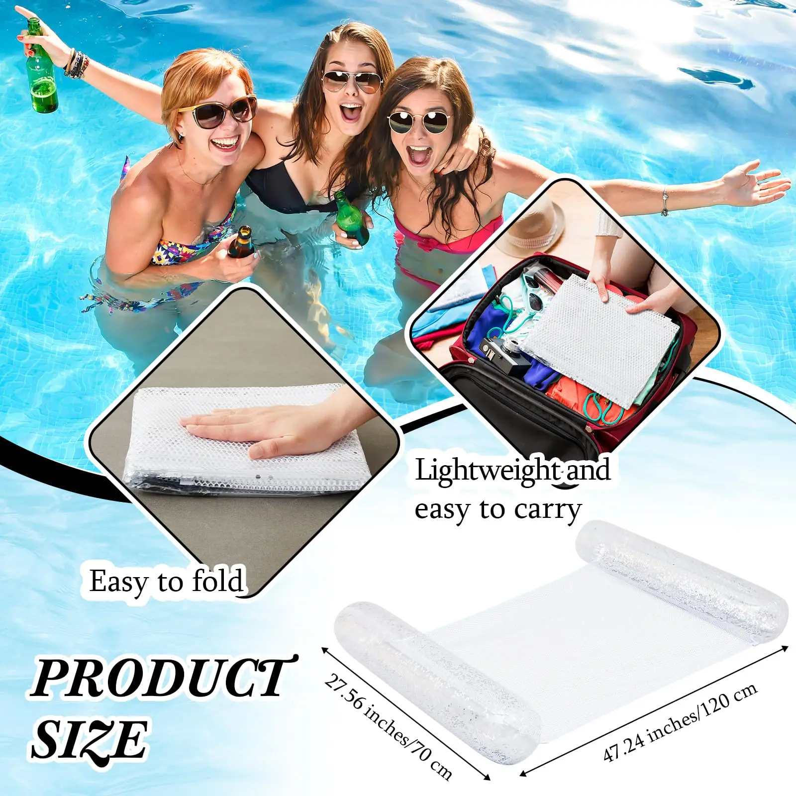 สระว่ายน้ําลอย Glitter เปลญวนน้ําสระว่ายน้ํา Inflatable สระว่ายน้ํา Floaties สําหรับผู้ใหญ่ Lake ฤดูร้อนอุปกรณ์เสริม Party