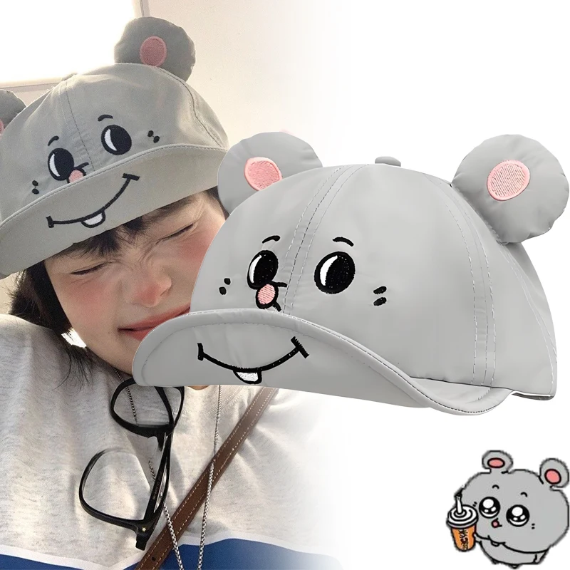 

New Cute Mouse Baseball Cap Summer Unisex Cute Peaked Cap Lightweight Breathable Kawaii Cartoon Sunshade Hat Accessories