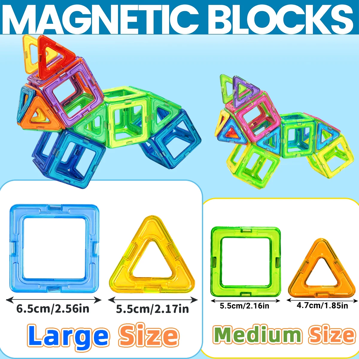 30/36/56/86 SZT. Magnetyczne Klocki Konstrukcyjne Zestaw 3D STEM Zabawki Edukacyjne Dla Dzieci w Wieku 3 Lat i Starszych Chłopców Dziewcząt Prezenty Urodzinowe