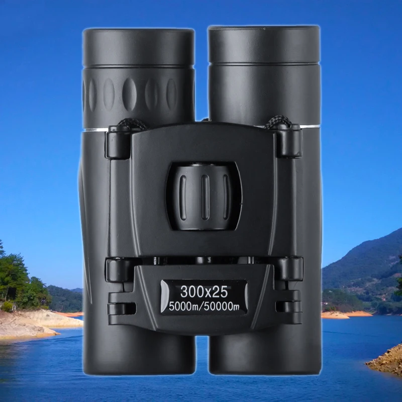 Mini Portable Zoom HD 5000M Telescope Binoculars Powerful 300x25 Folding Long-distance High Magnification BAK4 for Camping