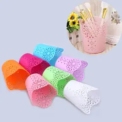 7 Color Newest Lace Hollow Out Makeup Brush Pen Storage Holder Desk Organizer Flower Vase Pot