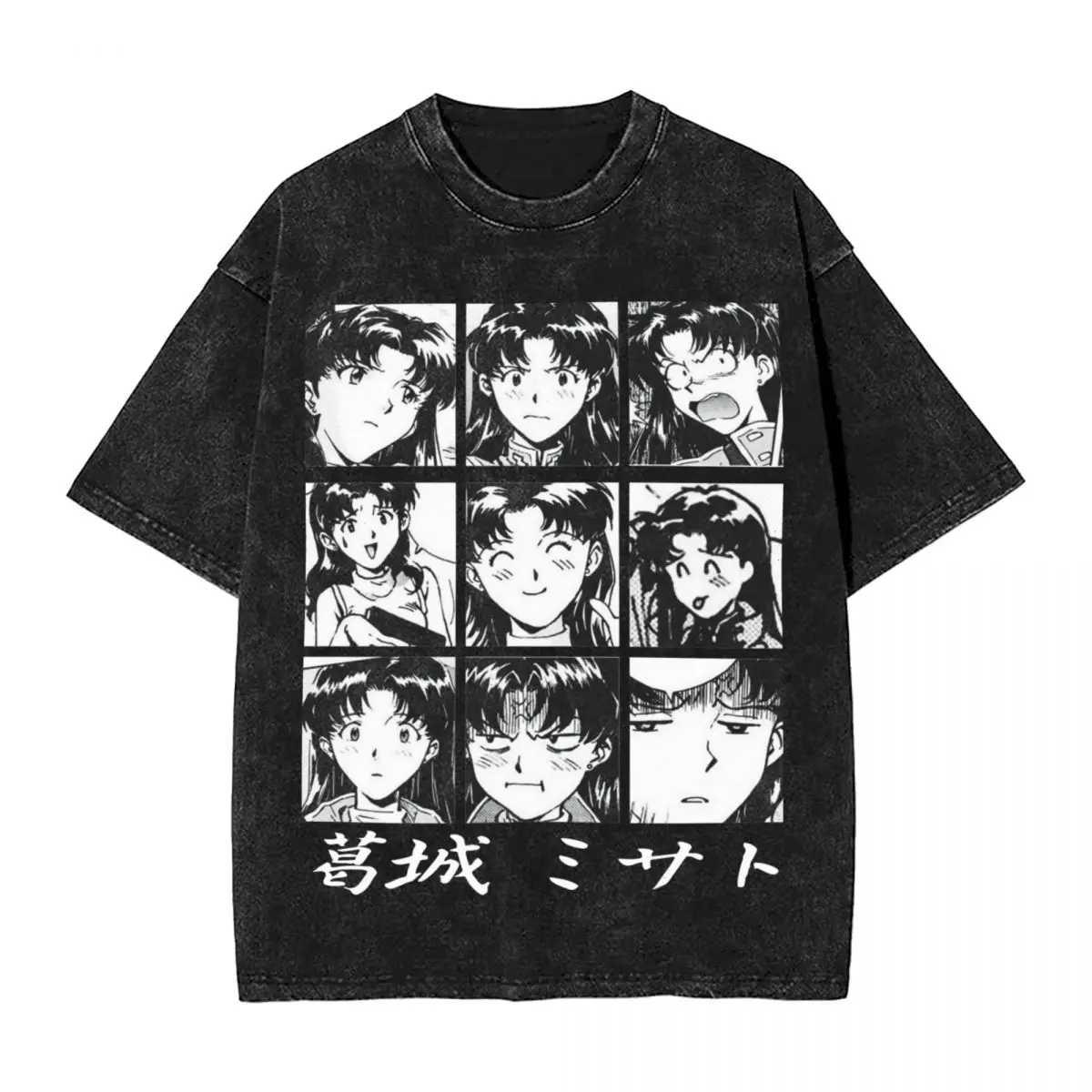 Misato Katsuragi Japan Manga Washed T Shirts Streetwear  T-Shirt Rei Ayanami Anime Tees Men Women 100% Cotton Oversize Summer