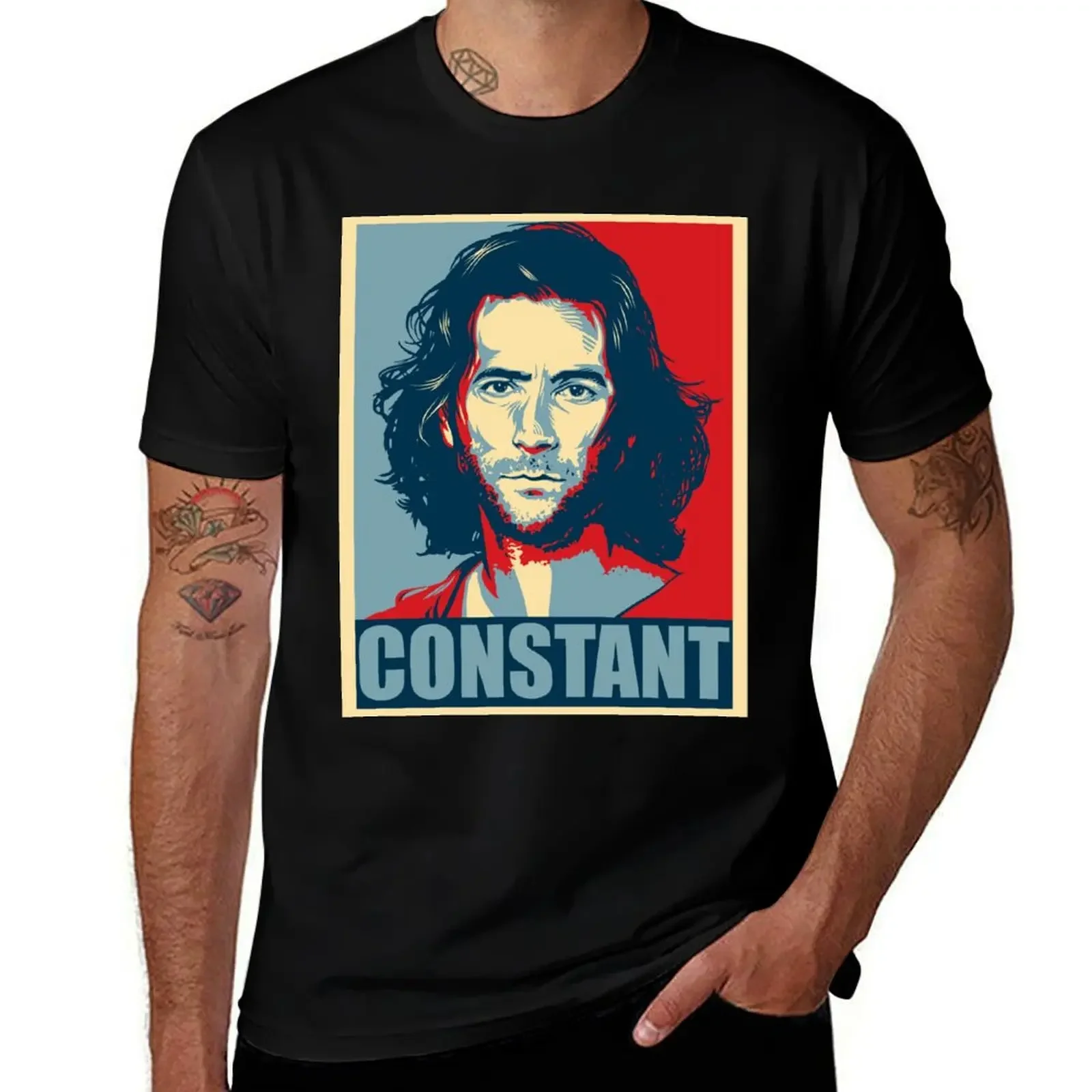 Desmond Hume from Lost - Shepard Fairy Poster Style T-Shirt blacks cotton man t-shirts Men's cotton t-shirt