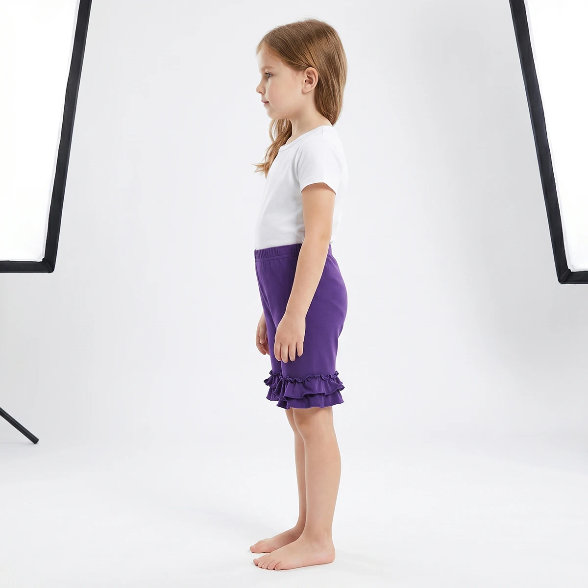 Girls Stretchy Cotton Ruffle Hem Short Leggings Undershorts for Ages 4-8 Comfortable Elastic Waist Kids Bottoms