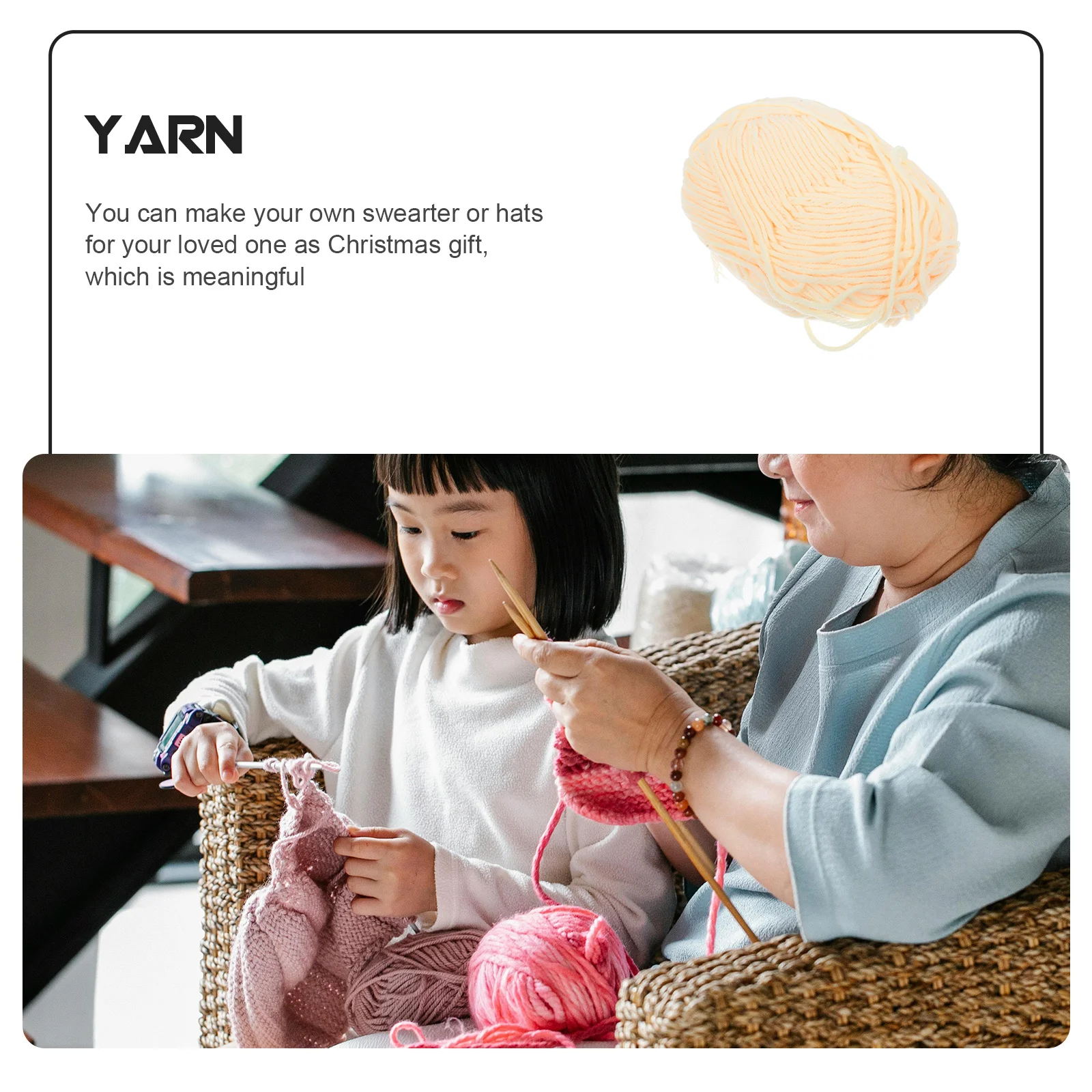 

50G Milk Cotton Yarn Chunky Weight Warm Feel Comfortable for Sweaters Scarves Gloves Hats DIY Gifts Beige Yellow