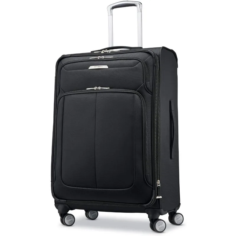 

DLX Softside Expandable Luggage with Spinner Wheels, Midnight Black, Checked-Medium 25-Inch