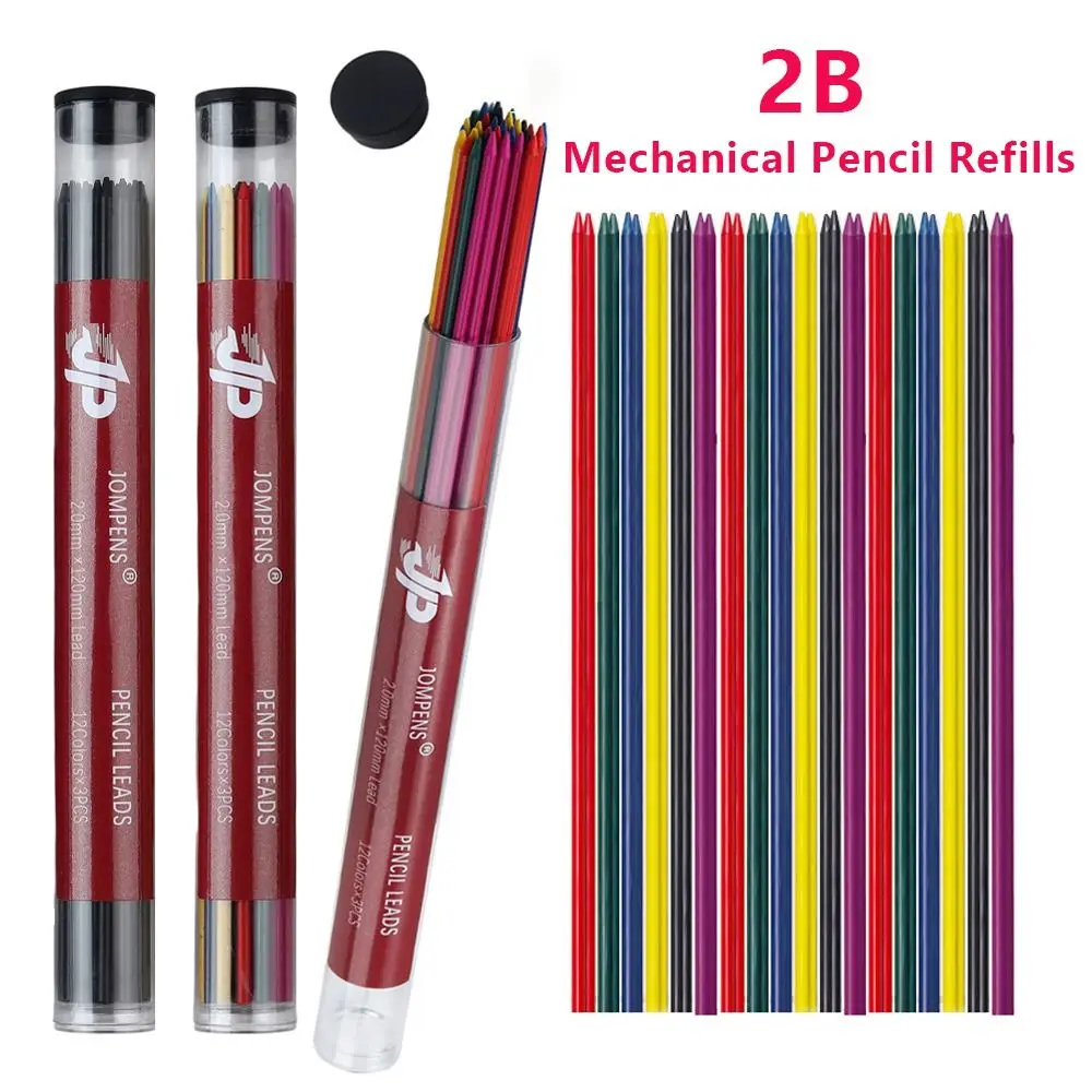 0,5/0,7/0,9/1,3/2,0mm Mine Bleistift Refill Farbige 2B Druckbleistift Mine Große Kapazität Kunst skizze Zeichnung Liefert