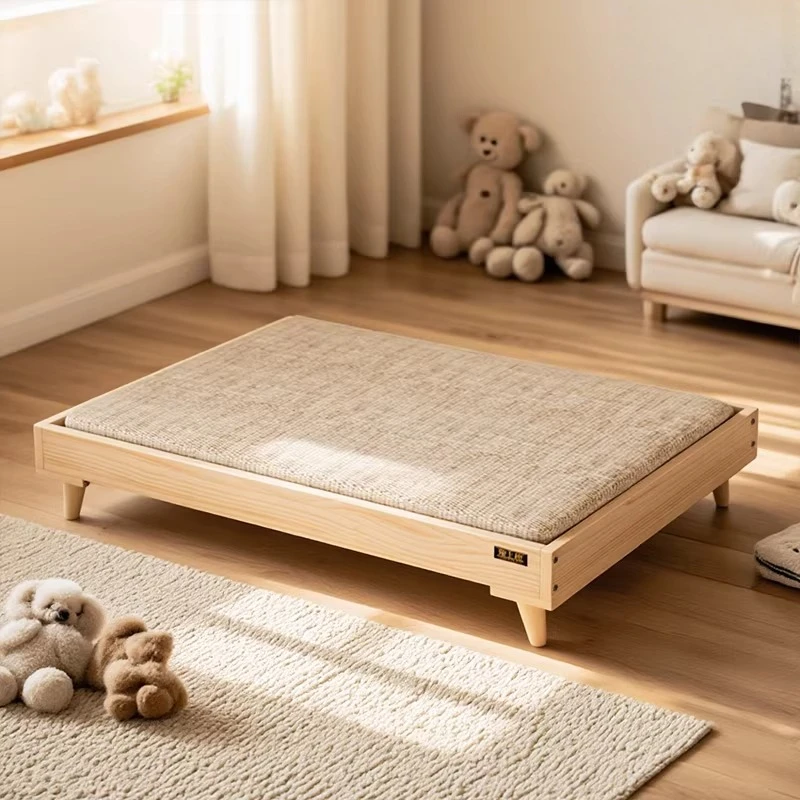 

Dog bed four seasons pet bed solid wood off the ground large, medium and small cat kennel wooden kennel pet mattress removable a