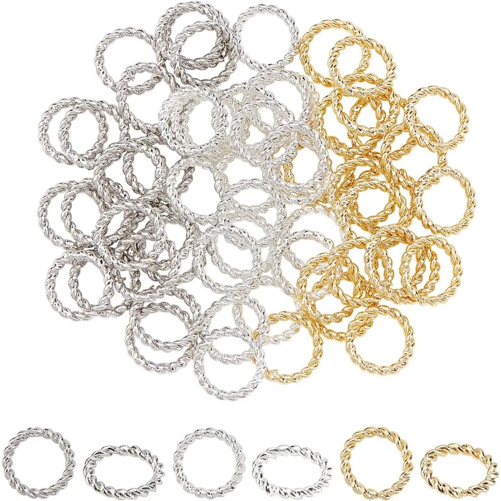 24K Gold Closed Jump Ring 60pcs 8mm Linking Ring Soldered Brass Twisted Jump Ring 18 Guage O Rings Connectors Earring Necklace