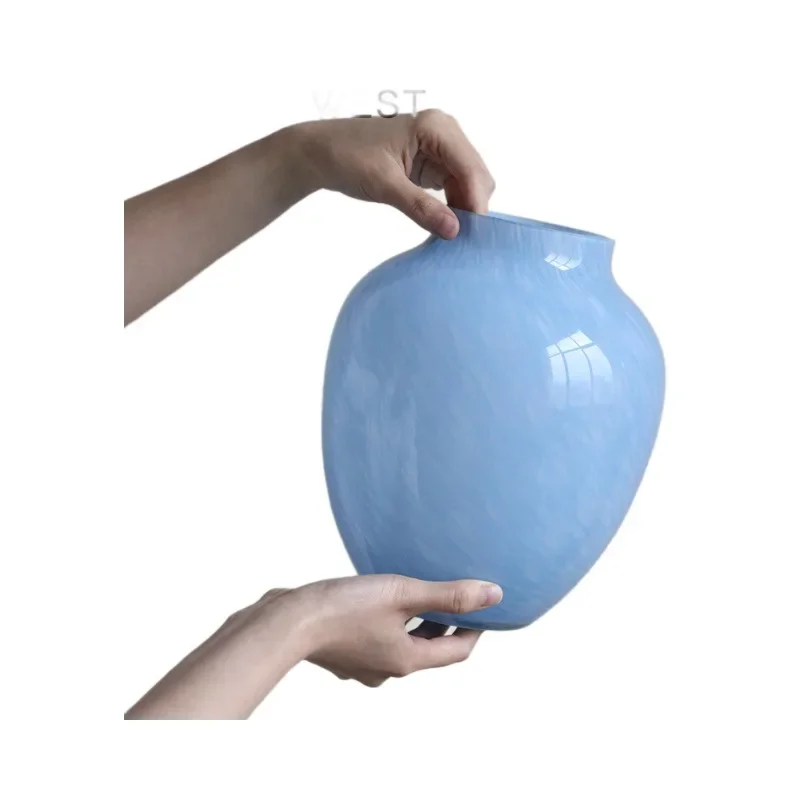 Home simple Klein blue glass vase creative model room living room