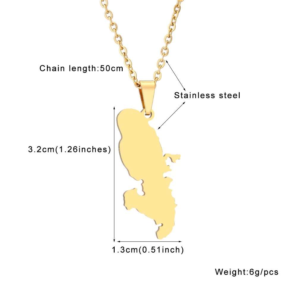 Gold Silver Color Martinique Flag Map of France Pendant Necklace Women\'s Stainless Steel Choker Necklaces Luxury Jewelry X111