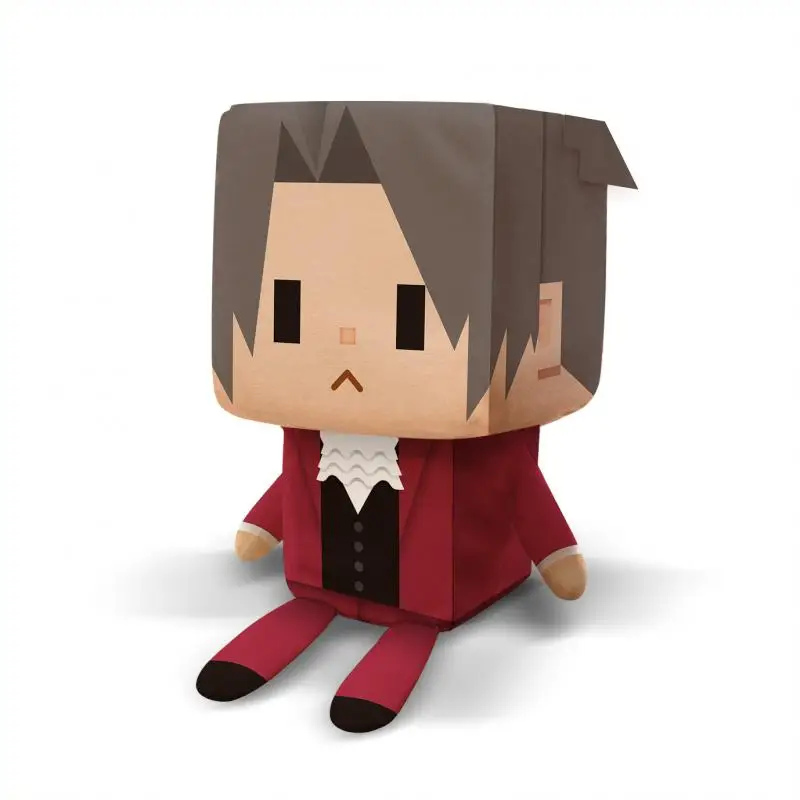 Anime Ace Attorney Miles Edgeworth Cosplay Cartoon Fluffy Maumet Cotton Puppet Square Doll Bauble Ornament Xmas Gift