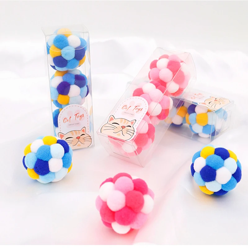 DIY Plush Ball Cat Toy Rainbow Bell Ball Pet Supplies Mute Ball Cats Toys Catnip Ball Interactive Cat Toy Cat Plush Cat Stuff