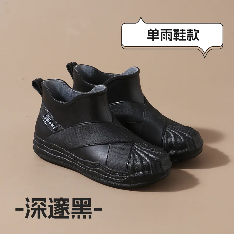 Autumn Winter Women Short Rain Boots Low Top Warm Plush Female Outdoor Non-slip Snow Boots Woman Comfortable Working Flat Shoes