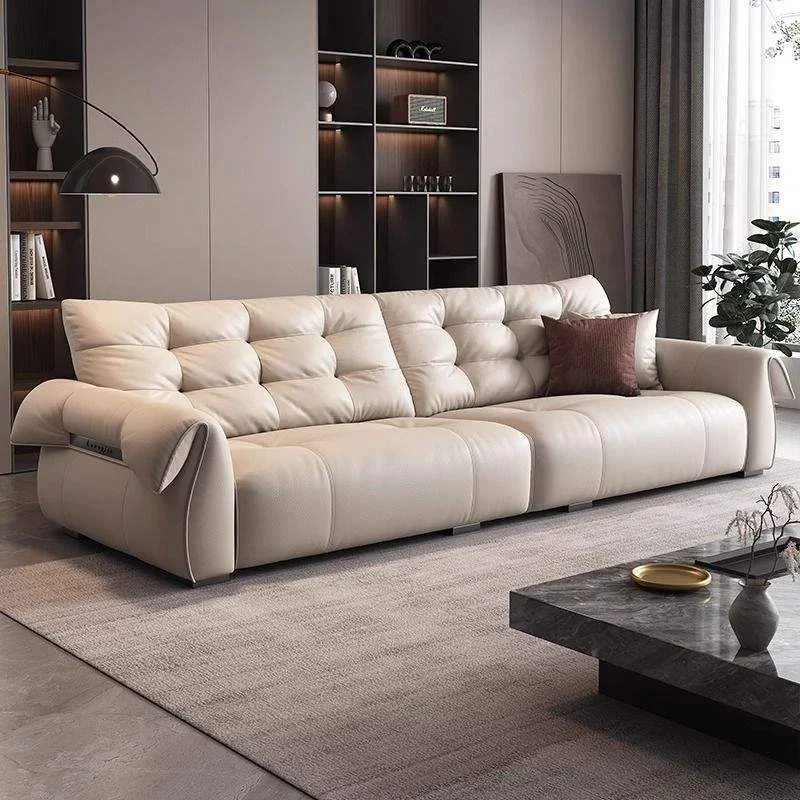 

Wholesale Black Genuine Leather Reclining Convertible Sofa Set Stainless Steel for Living Room Sectional for Villas Hotels Malls