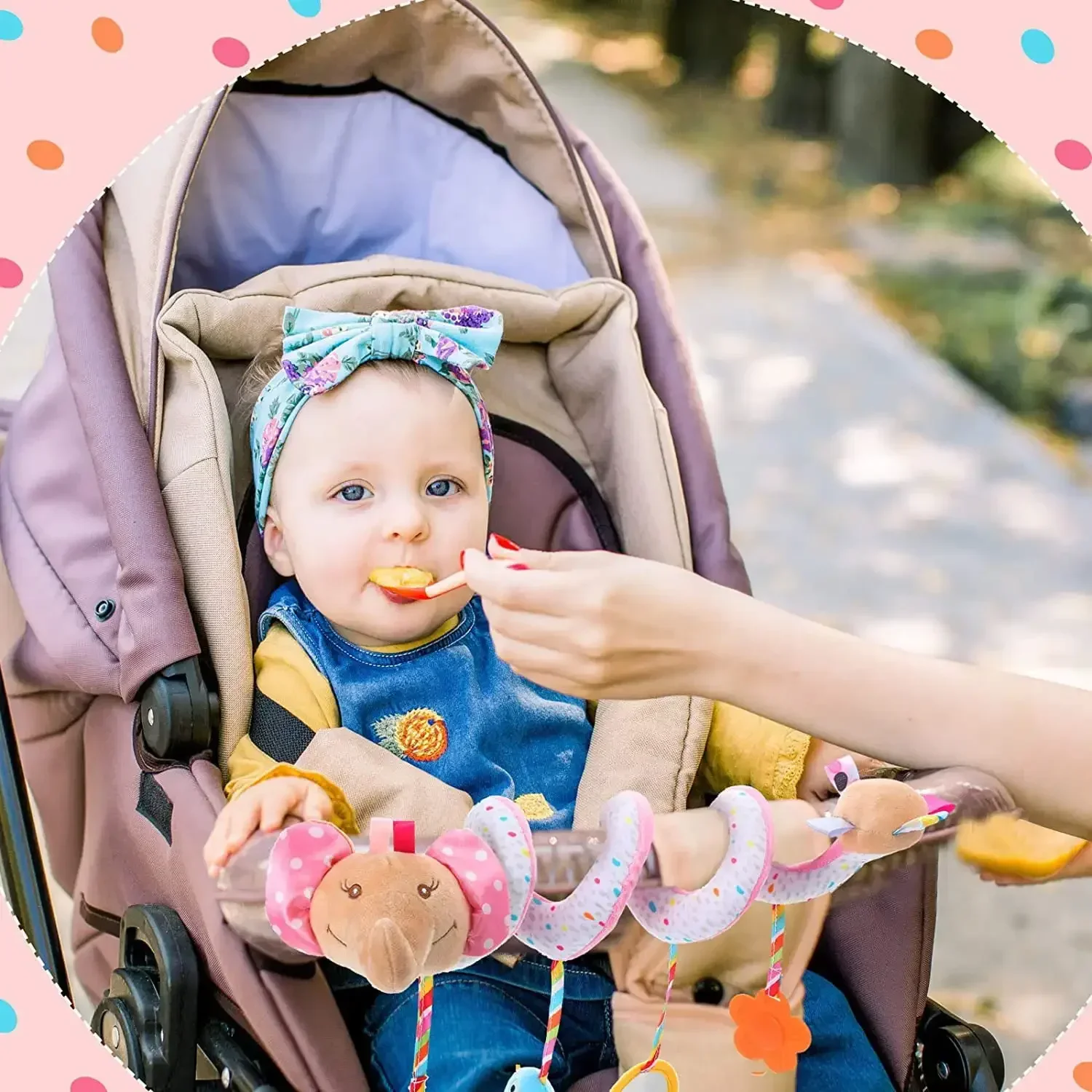 Zabawki do fotelika samochodowego Spiralna zabawka do fotelika dla niemowląt Zabawki do wózka dziecięcego Spiralna pluszowa zabawka do zawieszenia na łóżeczko do aktywizacji podczas podróży samochodem