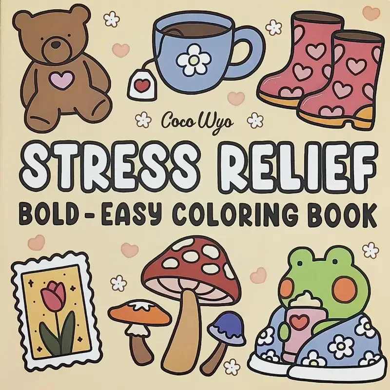 1pc Coco Wyo Stress Relief Adult Coloring Book, 22 Thick Paper Pages,  Bold Designs, No Batteries Required, Ideal for Christmas