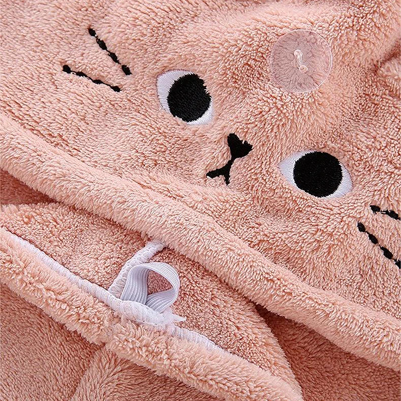 Cat Hair Cap Coral Fleece Hair Towel Long Hair Quick Dry Hat Bath Towel Strong Water Absorbent Women Wrap Wiping Hair Towel