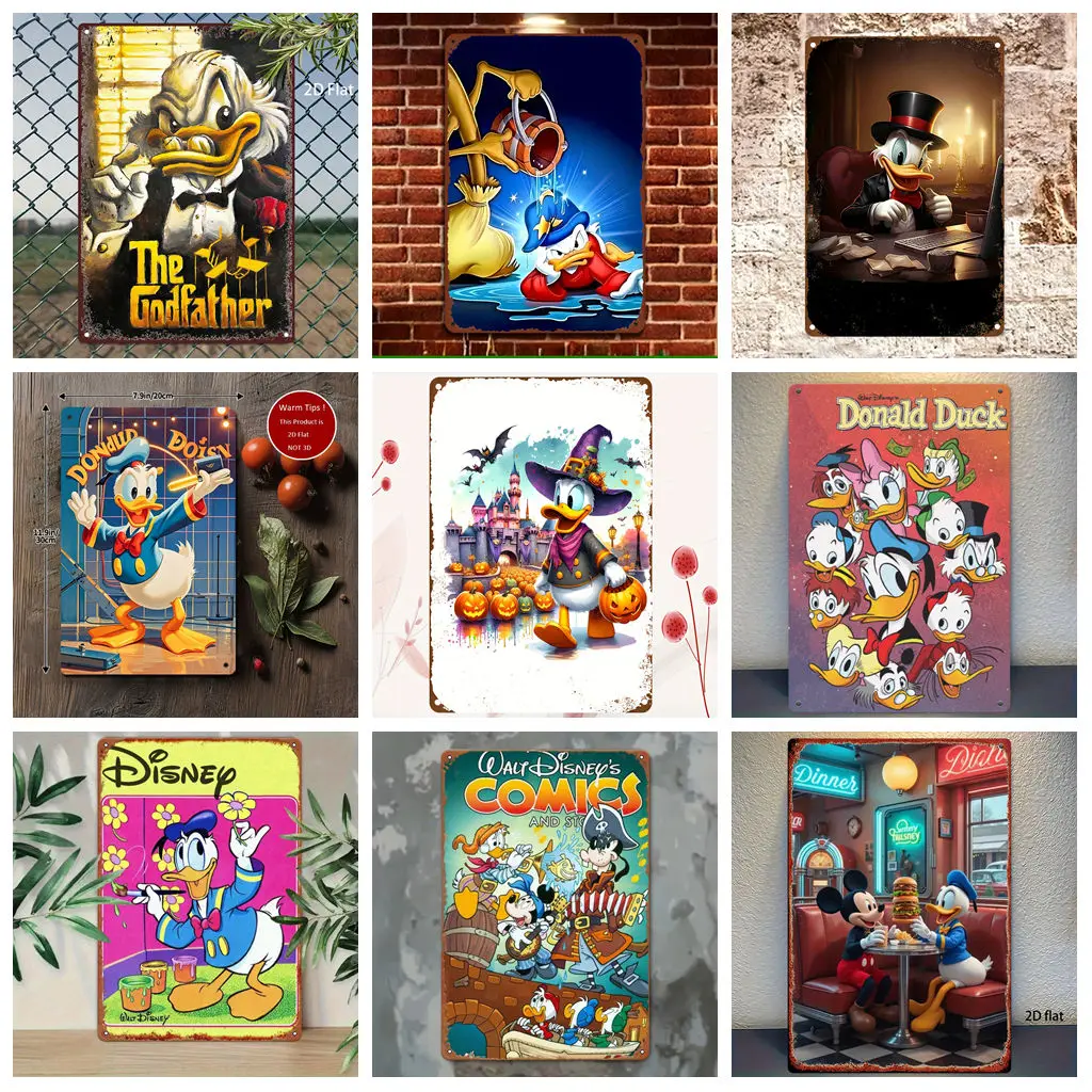 

Miniso Disney Donald Duck Comic Cover Tin Signs Metal Tin Signs Posters Decor Retro Metal Plaque Wall Art Decor for Garage Bar