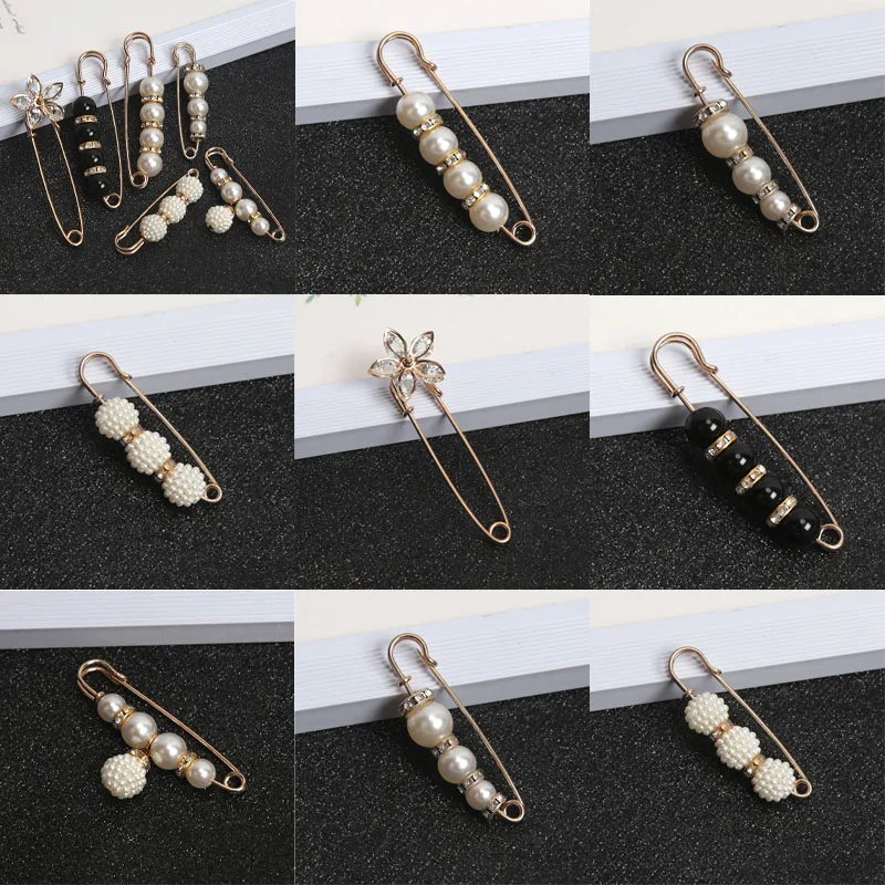 

6 шт., брошь для одежды, жемчужная регулировка талии для женщин, жемчужная булавка с лацканами, свитер, брошь для платья, булавки, пряжка для значка, аксессуары «сделай сам»