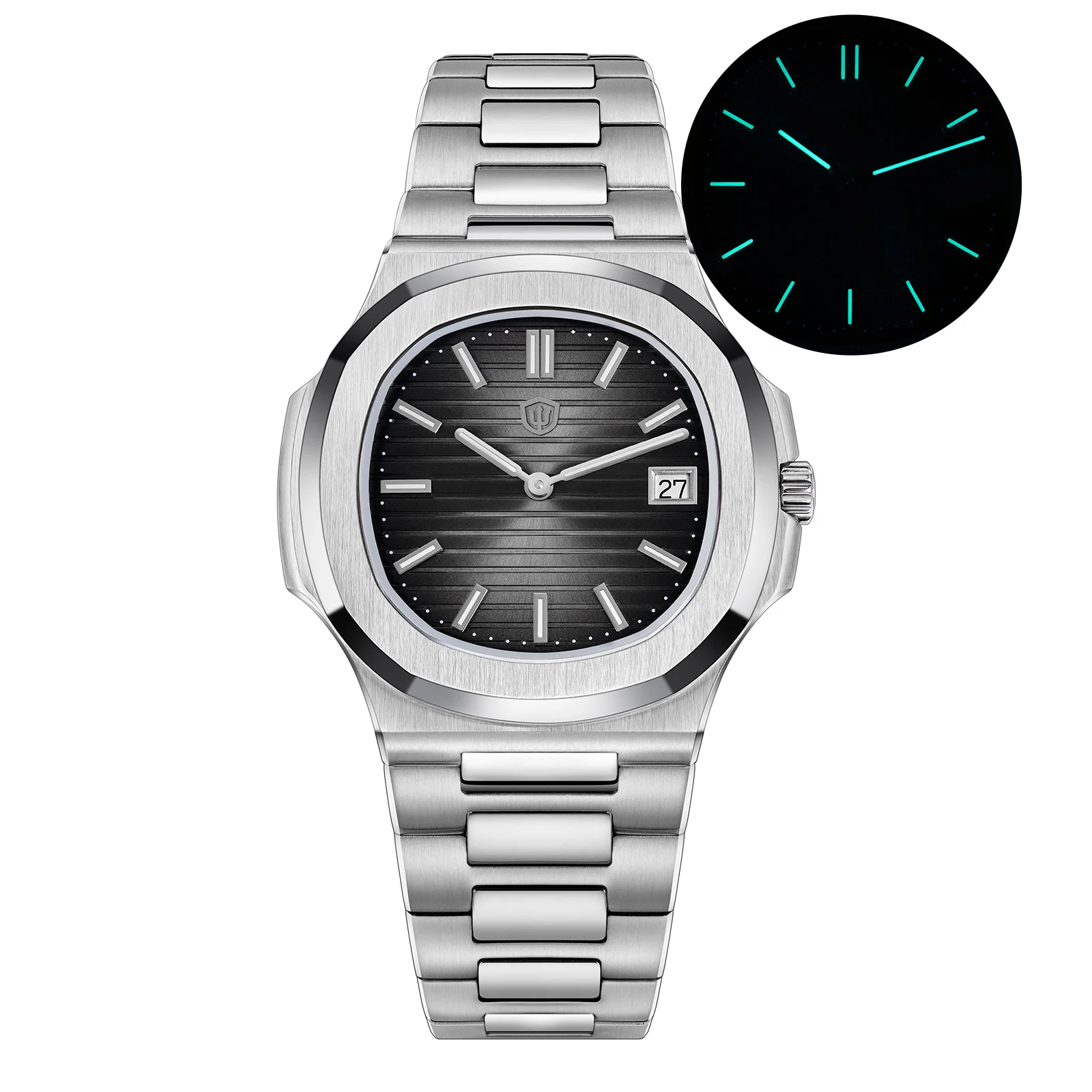 Watchdives WD00013 ساعة كوارتز سويسرية روندا 714 تاريخ الحركة الياقوت 316L 8Bar مقاوم للماء 37 مللي متر مضيئة مربع الساعات الفاخرة #4