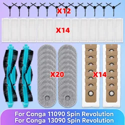 Fit For ( Cecotec Conga 11090 / Conga 13090 Spin Revolution ) Vacuum Parts Main Roller Side Brush Hepa Filter Mop Cloth Dust Bag