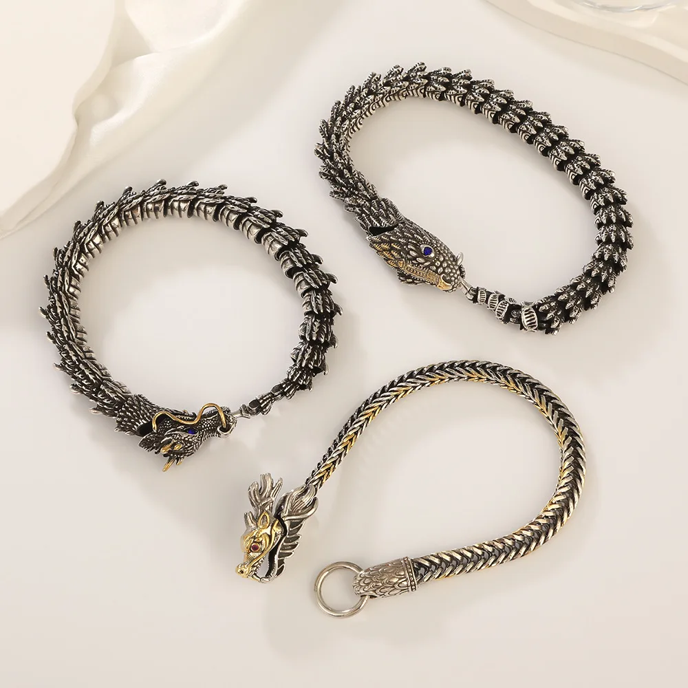 

браслет дракон ручной работы ретро властный браслет дракона мужские трендовые аксессуары змея индивидуальная цепочка ювелирные изделия