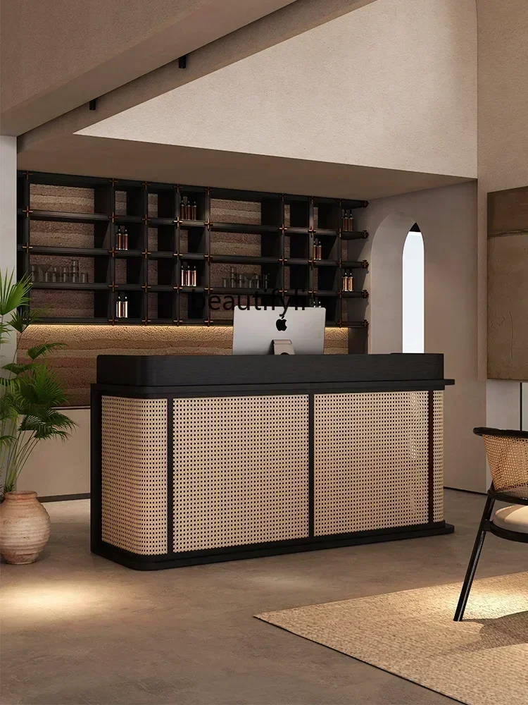 

smt14 ss newBed & Breakfast Rattan Woven Silent Wind Cashier Shop Small Front Desk Restaurant Entrance Reception Desk Reception