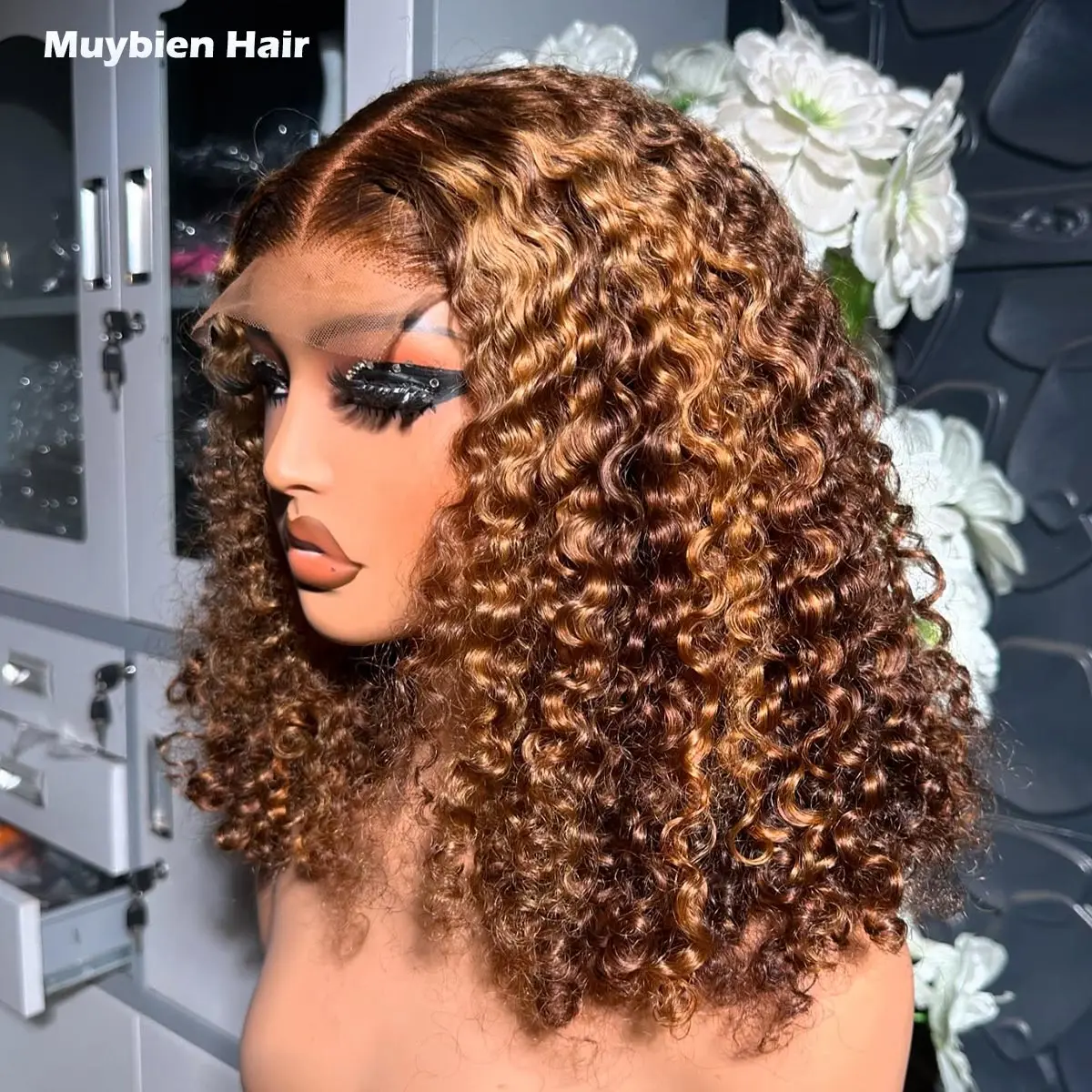 

Super Double Drawn 5by5 Glueless Deep Wave Wig Human Hair Highlight Blonde P4/27 Jerry Curls Wig for Woman Ready to Wear Wigs