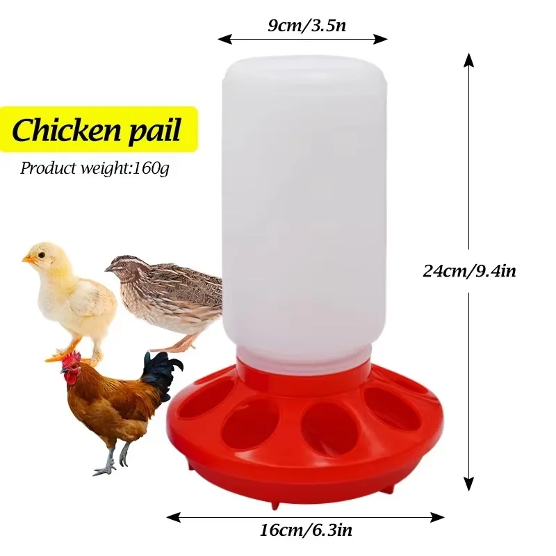 Poultry New Thickened Feeder and Drinker Water Food Dispenser Automatic Chicken Birds Chick Waterer Feeding Bucket Container 1L